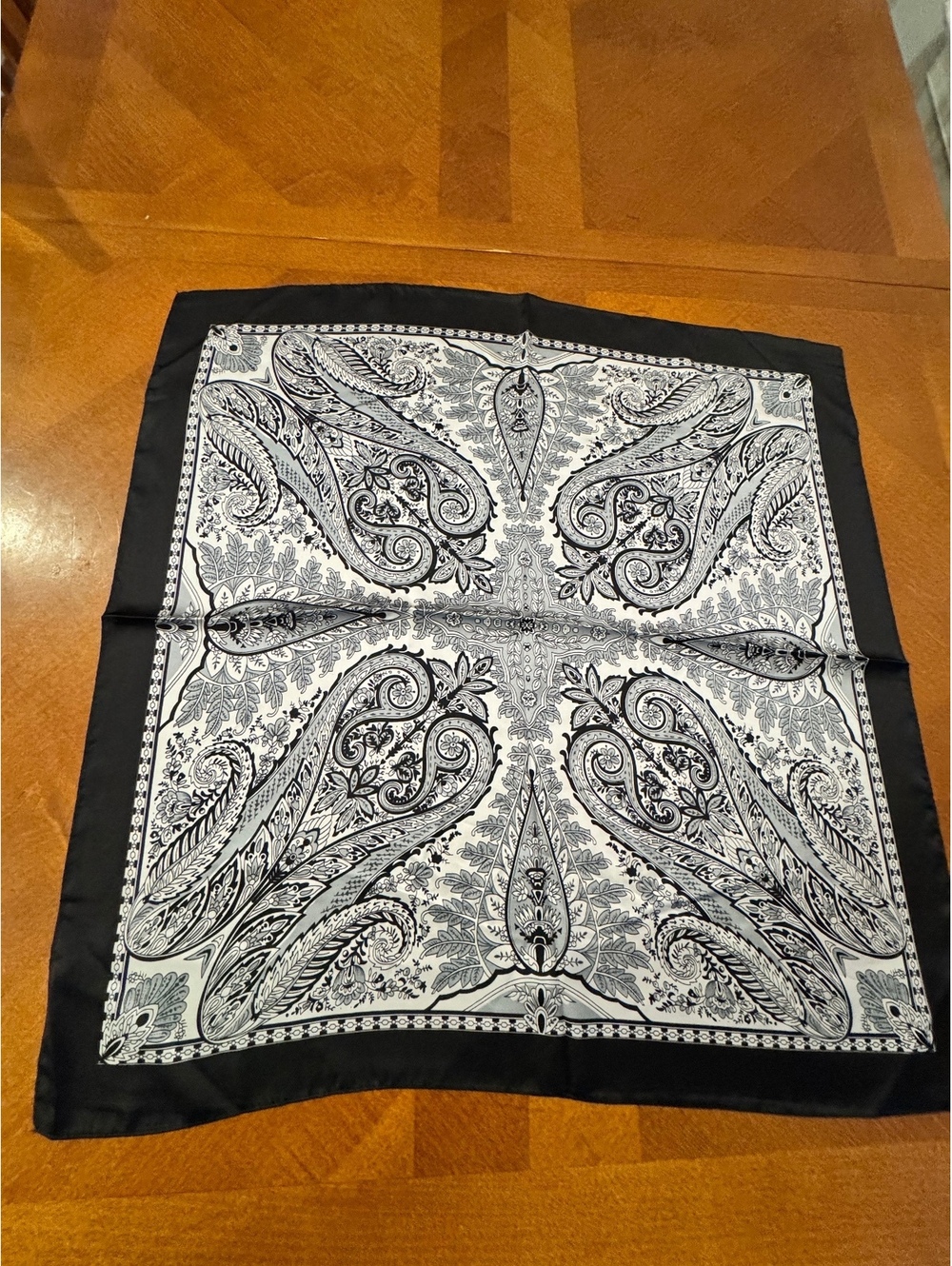 Black and White Paisley Pattern Square Scarf 344